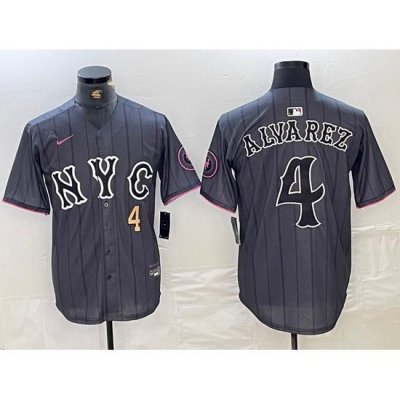 Men NeW York Mets 4 Francisco Alvarez Graphite 2024 City Connect Limited Stitched Baseball Jersey 5