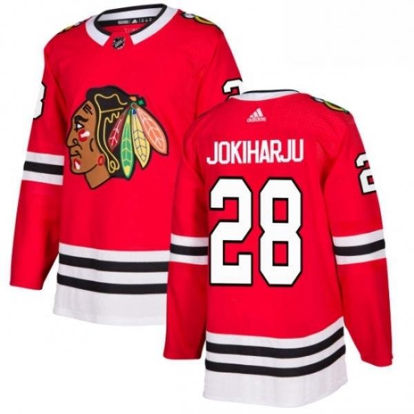 Mens Adidas Chicago Blackhawks 28 Henri Jokiharju Premier Red Home NHL Jersey