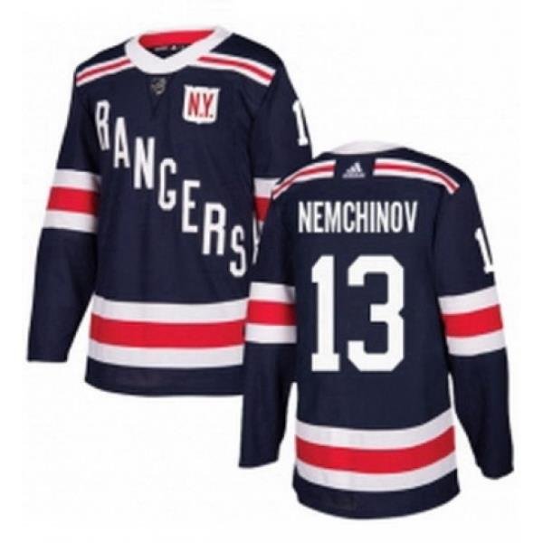 Mens Adidas New York Rangers 13 Sergei Nemchinov Authentic Navy Blue 2018 Winter Classic NHL Jersey