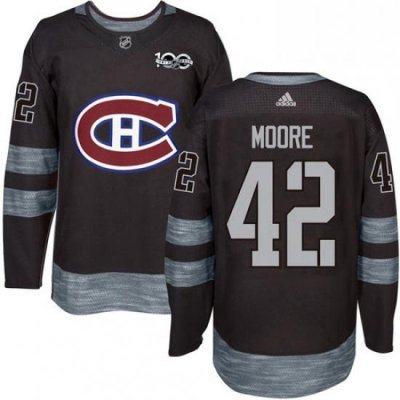 Mens Adidas Montreal Canadiens 42 Dominic Moore Authentic Black 1917 2017 100th Anniversary NHL Jersey