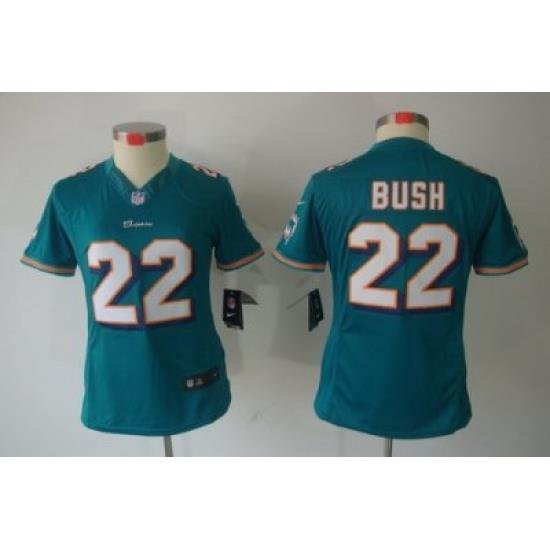 Women Nike Miami Dolphins 22# Reggie Bush Green Color[Women Limited Jerseys]