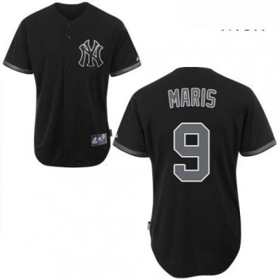 Mens Majestic New York Yankees 9 Roger Maris Replica Black Fashion MLB Jersey