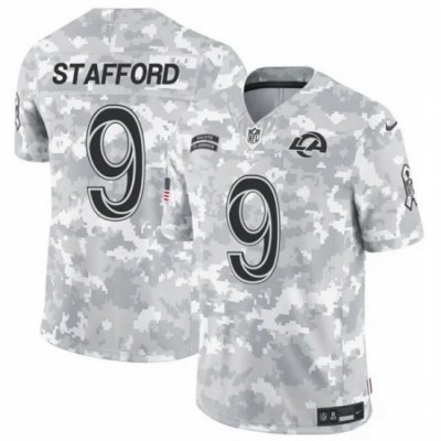 Men Los Angeles Rams 9 Matthew Stafford 2024 F U S E Arctic Camo Salute To Service Limited Stitched Football Jersey