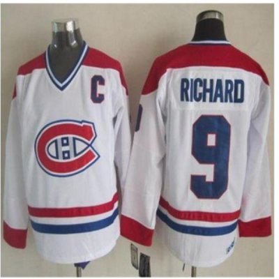 Montreal Canadiens #9 Maurice Richard White CH-CCM Throwback Stitched NHL jersey