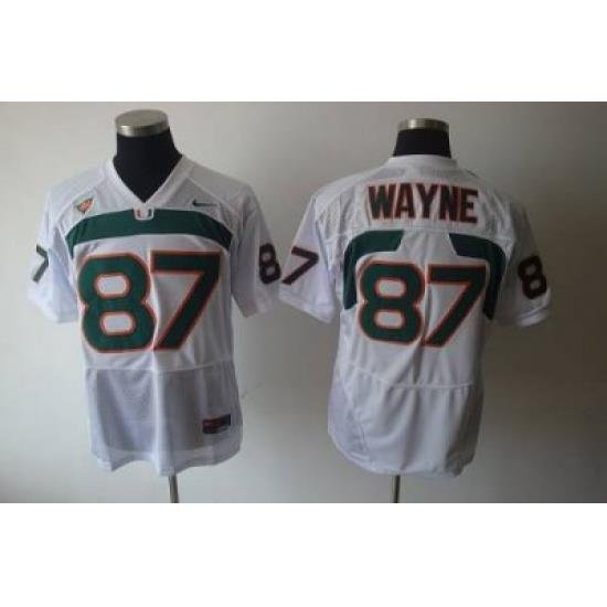 Hurricanes #87 Reggie Wayn White Embroidered NCAA Jerseys