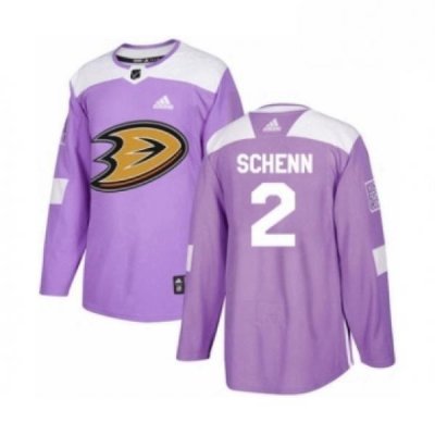 Mens Adidas Anaheim Ducks 2 Luke Schenn Authentic Purple Fights Cancer Practice NHL Jersey