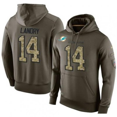 NFL Nike Miami Dolphins 14 Jarvis Landry Green Salute To Service Mens Pullover Hoodie