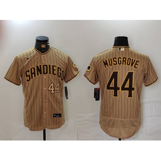 Nike Men San Diego Padres 44 Musgrove Tan Brown Authentic Alternate Player Jersey 3