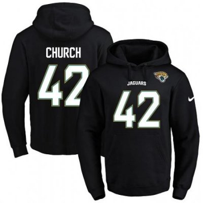 NFL Mens Nike Jacksonville Jaguars 42 Barry Church Black Name Number Pullover Hoodie