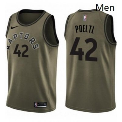 Mens Nike Toronto Raptors 42 Jakob Poeltl Swingman Green Salute to Service NBA Jersey