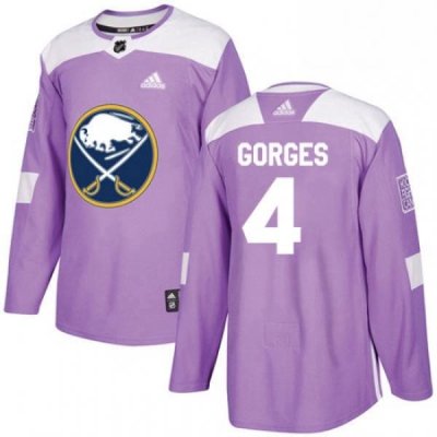 Mens Adidas Buffalo Sabres 4 Josh Gorges Authentic Purple Fights Cancer Practice NHL Jersey