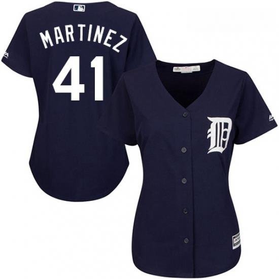 Womens Majestic Detroit Tigers 41 Victor Martinez Authentic Navy Blue Alternate Cool Base MLB Jersey