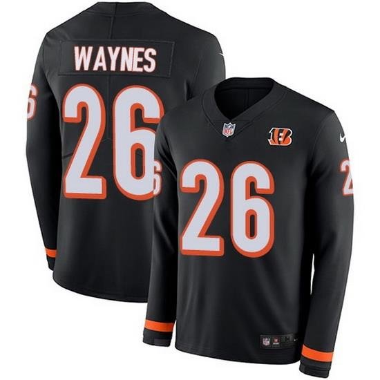 Nike Bengals 26 Trae Waynes Black Team Color Men Stitched NFL Limited Therma Long Sleeve Jersey