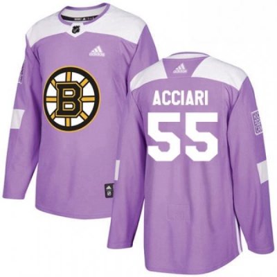 Mens Adidas Boston Bruins 55 Noel Acciari Authentic Purple Fights Cancer Practice NHL Jersey