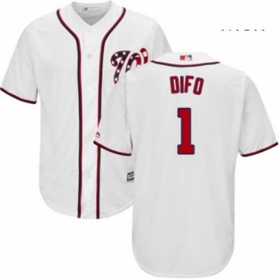 Mens Majestic Washington Nationals 1 Wilmer Difo Replica White Home Cool Base MLB Jersey