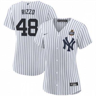 Women New York Yankees 48 Anthony Rizzo White 2024 World Series Cool Base Stitched Baseball Jersey