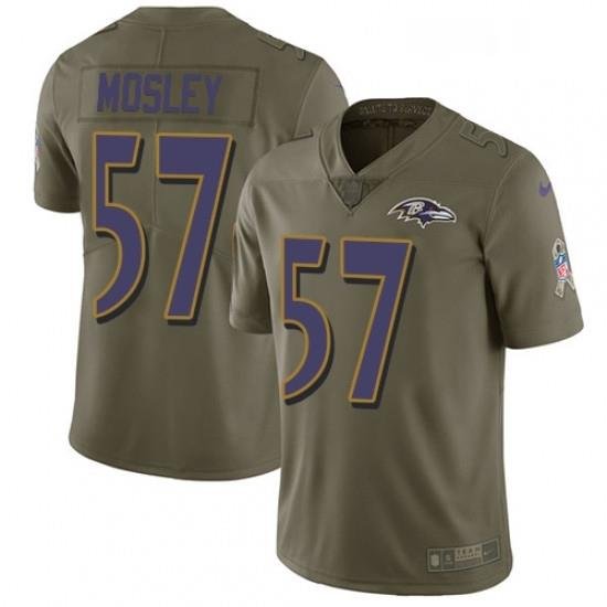 Mens Nike Baltimore Ravens 57 CJ Mosley Limited Olive 2017 Salute to Service NFL Jersey