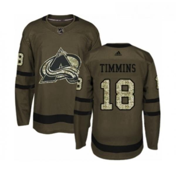 Youth Adidas Colorado Avalanche 18 Conor Timmins Premier Green Salute to Service NHL Jersey