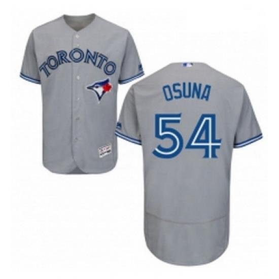 Mens Majestic Toronto Blue Jays 54 Roberto Osuna Grey Road Flex Base Authentic Collection MLB Jersey