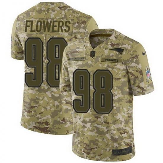 Nike Patriots #98 Trey Flowers Camo Mens Stitched NFL Limited 2018 Salute To Service Jersey