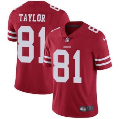 Youth Nike 49ers #81 Trent Taylor Red Team Color Stitched NFL Vapor Untouchable Limited Jersey