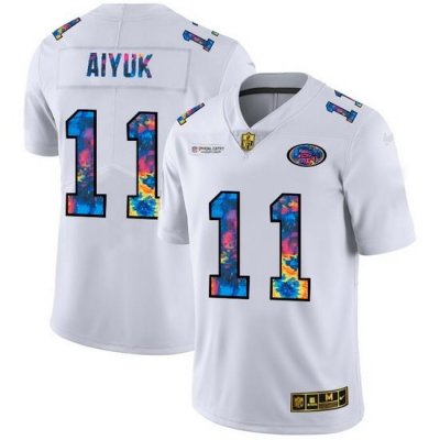 San Francisco 49ers 11 Brandon Aiyuk Men White Nike Multi Color 2020 NFL Crucial Catch Limited NFL Jersey