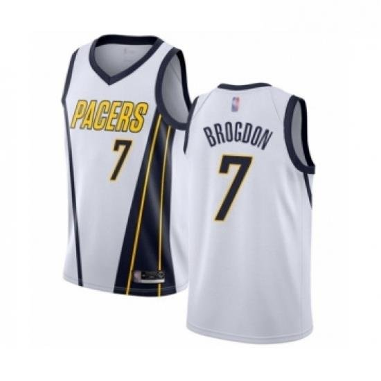 Womens Indiana Pacers 7 Malcolm Brogdon White Swingman Jersey Earned Edition