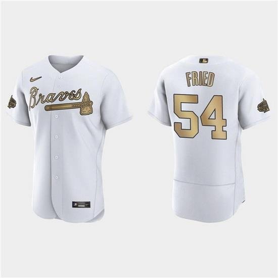 Men Atlanta Braves 54 Max Fried 2022 All Star White Flex Base Stitched Baseball Jersey