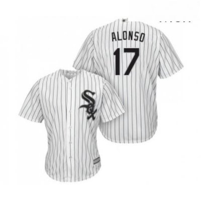 Mens Chicago White Sox 17 Yonder Alonso Replica White Home Cool Base Baseball Jersey