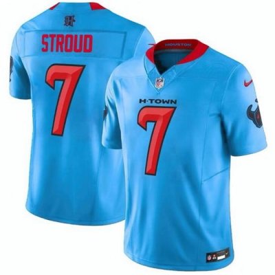 Men Houston Texans 7 C J  Stroud Blue 2024 Vapor F U S E  Limited Stitched Jersey