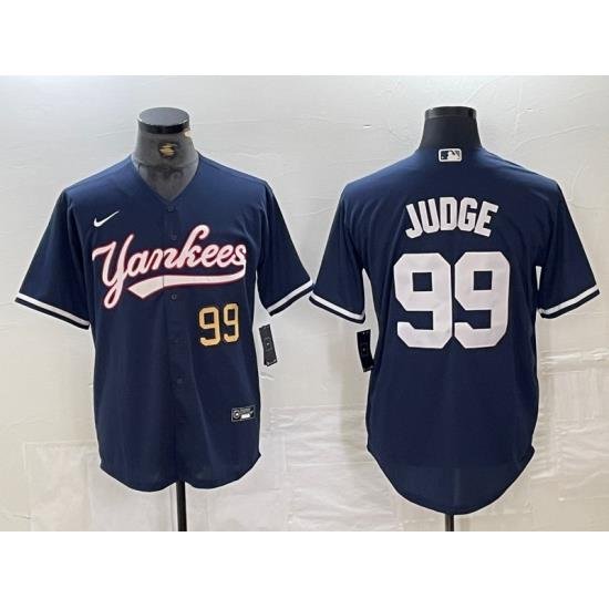 Men NeW York Yankees 99 Aaron Judge Number Navy Cool Base Stitched Baseball Jersey