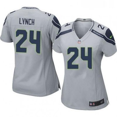 Womens Nike Seattle Seahawks 24 Marshawn Lynch Game Grey Alternate NFL Jersey