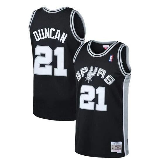 Men San Antonio Spurs 21 Tim Duncan Black 1998 99 Throwback Basketball Jersey