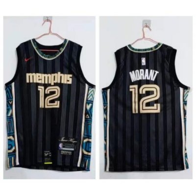 Men Memphis Grizzlies 12 Ja Morant Black 2020 21 City Edition Nike Swingman Jersey