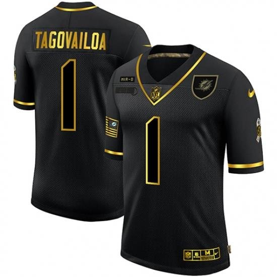 Nike Miami Dolphins 1 Tua Tagovailoa Black Gold 2020 Salute To Service Limited Jersey