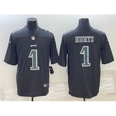 Men Philadelphia Eagles 1 Jalen Hurts Black Green Vapor Untouchable Limited Stitched Jersey