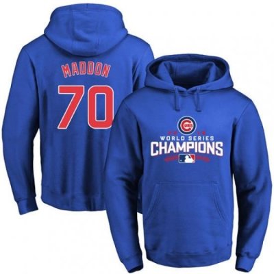 MLB Men Chicago Cubs 70 Joe Maddon Royal 2016 World Series Champions Walk Pullover Hoodie