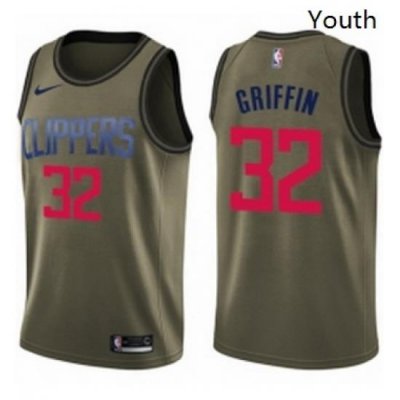 Youth Nike Los Angeles Clippers 32 Blake Griffin Swingman Green Salute to Service NBA Jersey