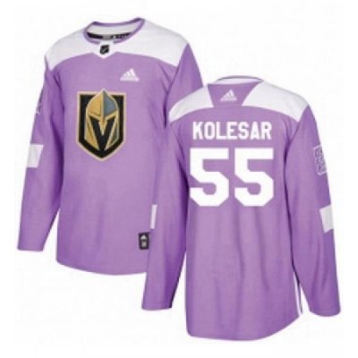 Youth Adidas Vegas Golden Knights 55 Keegan Kolesar Authentic Purple Fights Cancer Practice NHL Jersey