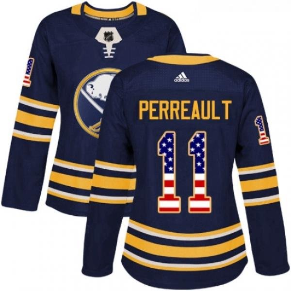 Womens Adidas Buffalo Sabres 11 Gilbert Perreault Authentic Navy Blue USA Flag Fashion NHL Jersey