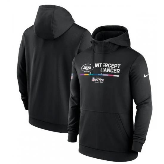 Men New York Jets 2022 Black Crucial Catch Therma Performance Pullover Hoodie