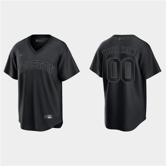 Men Houston Astros Active Player Custom Black Pitch Black Fashion Replica Stitched Jersey