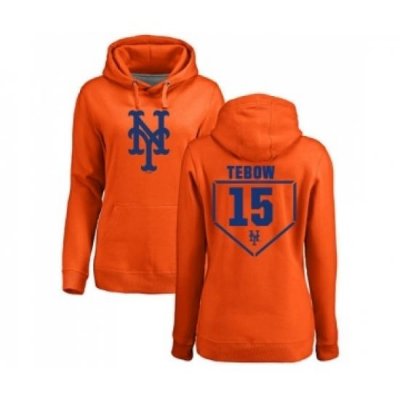 MLB Women Nike New York Mets 15 Tim Tebow Orange RBI Pullover Hoodie