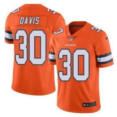 Men Denver Broncos 30 Terrell Davis Orange Vapor Untouchable Limited NFL Jersey