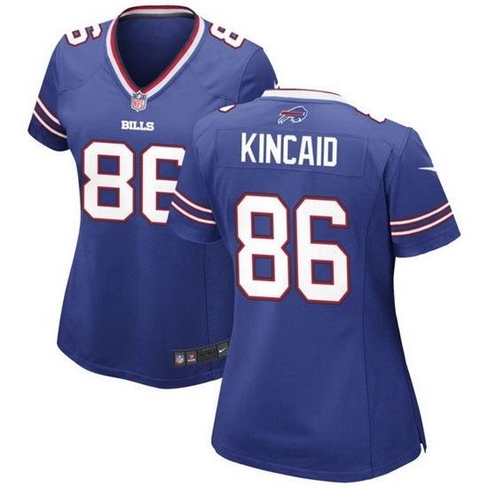 Women Buffalo Bills 86 Dalton Kincaid Blue Stitched Game Jersey