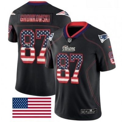 Mens Nike NeW England Patriots 87 Rob GronkoWski Limited Black Rush USA Flag NFL Jersey