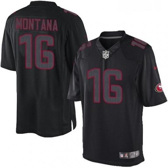 Mens Nike San Francisco 49ers 16 Joe Montana Limited Black Impact NFL Jersey