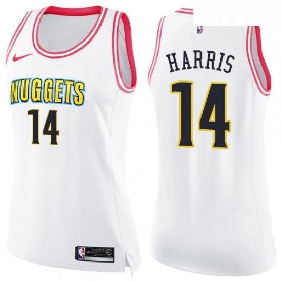 Womens Nike Denver Nuggets 14 Gary Harris Swingman WhitePink Fashion NBA Jersey