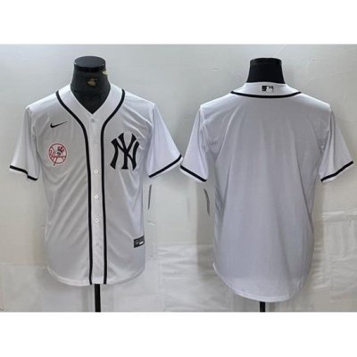 Men NeW York Yankees White Team Big Logo Cool Base Stitched Baseball Jersey 30