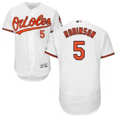 Mens Majestic Baltimore Orioles 5 Brooks Robinson White Home Flex Base Authentic Collection MLB Jersey